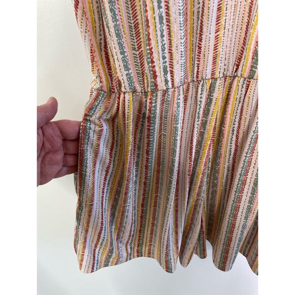 BCBGeneration Abstract Striped Twist Front Romper Multi Rainbow Boho Women M - Picture 7 of 12